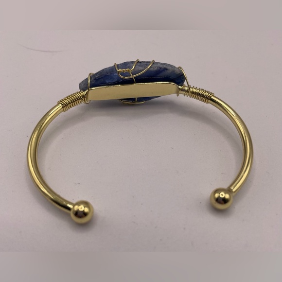 3 for $30 Natural Gold Tone Healing Stone Wire Cuff Bracelet Chakra Energy - Picture 5 of 9